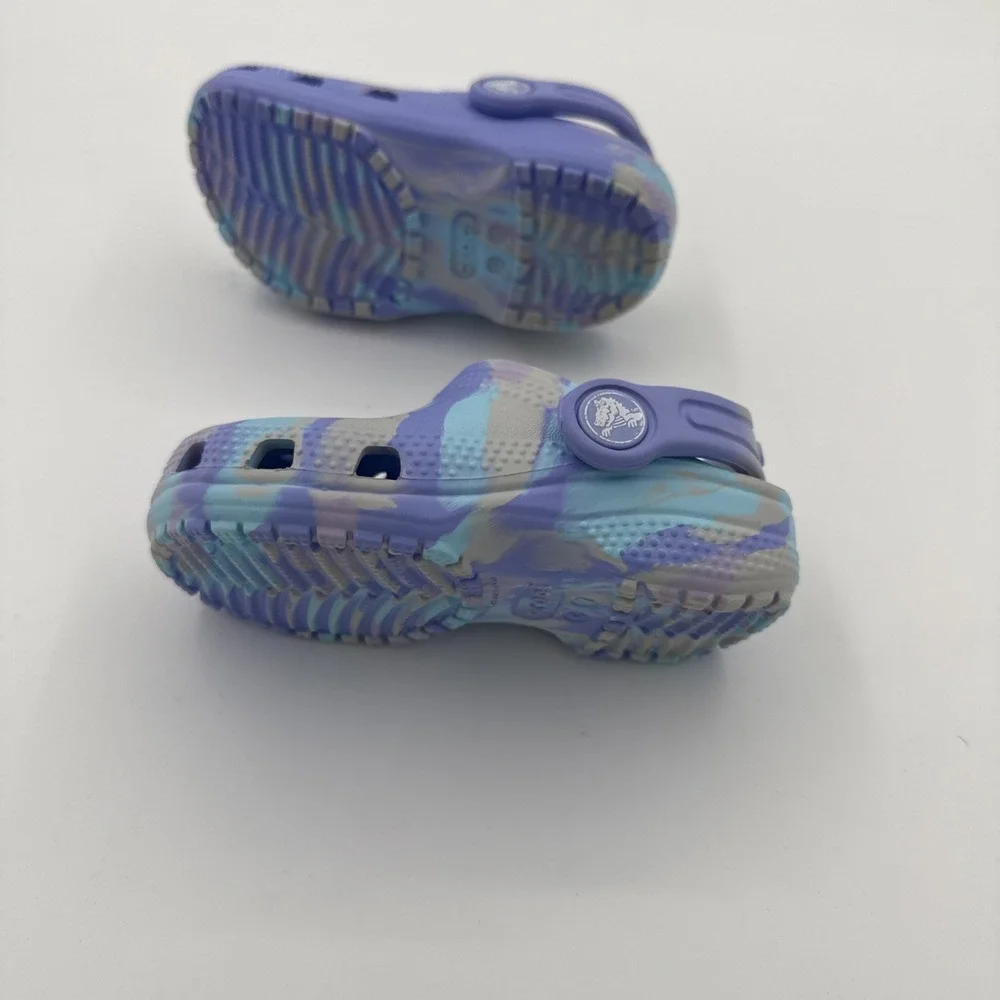 Crocs Girls Classic Lavender Purple Marbled  Tie Dye Clog Toddler Size  7